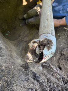 crushed sewer pipe